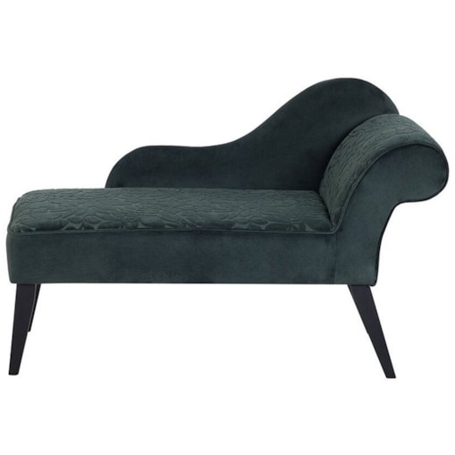 Szezlong welurowy prawostronny w liście zielony BIARRITZ