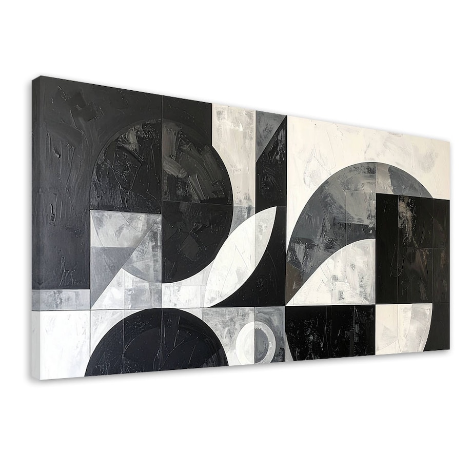Obraz do salonu biura, Abstrakcja geometryczna czarno biały