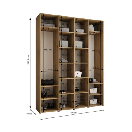 Szafa czterodrzwiowa Como 3 200 gł.40 kaszmir+czarny