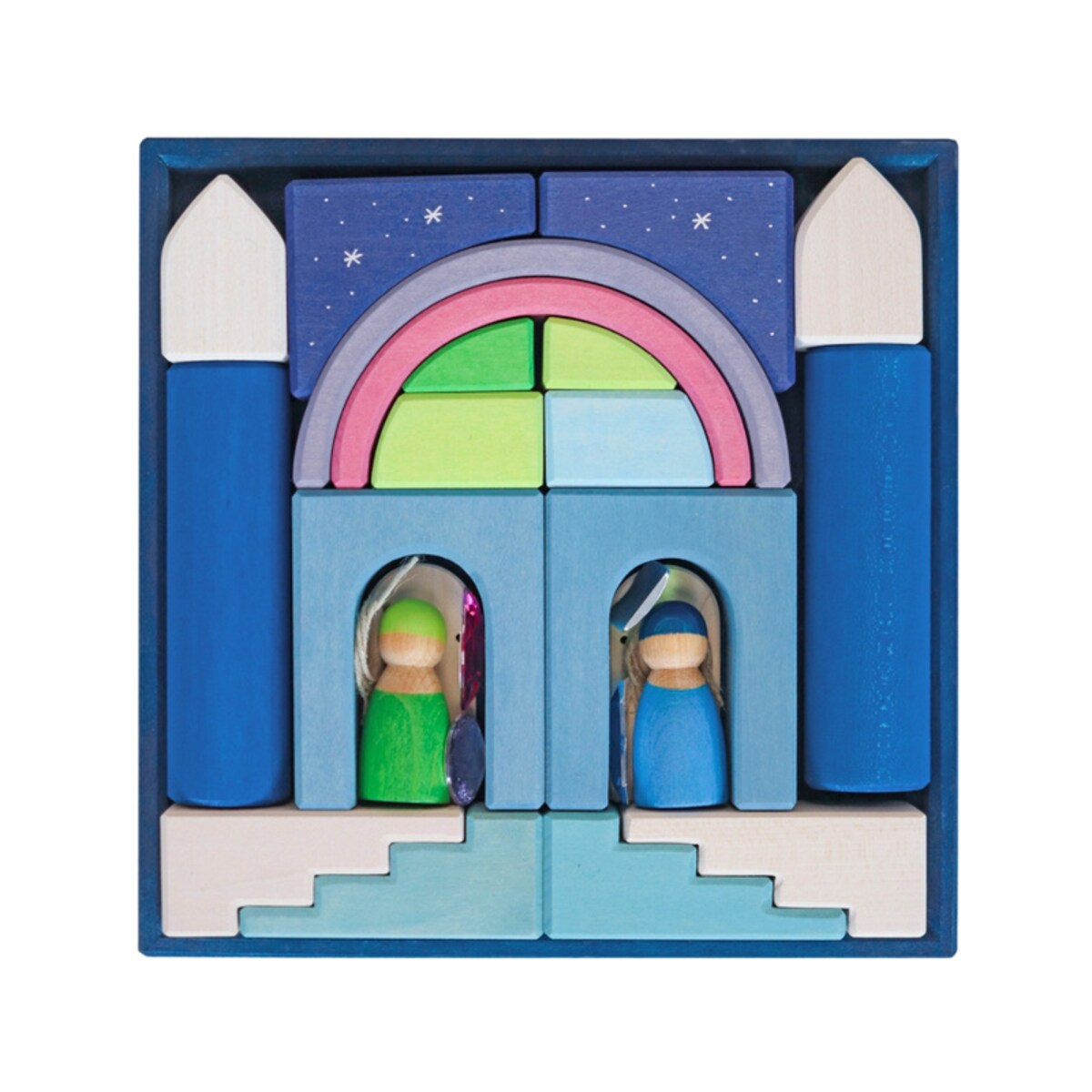 Układanka drewniana w ramce – klocki drewniane Grimm's dla dzieci