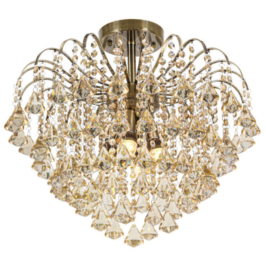 Kryształowa LAMPA sufitowa 5193/4 21QG Elem metalowa OPRAWA crystal glamour mosiądz bursztynowa