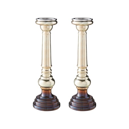 Zestaw dwóch świeczników szklanych 40 cm złoty IMARTI