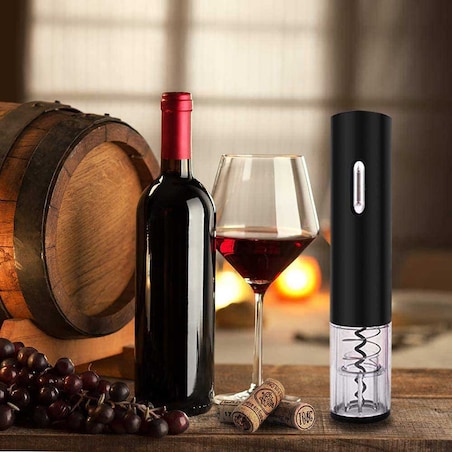 Elektryczny otwieracz korkociąg do wina butelek na baterie czarny KINGHOFF