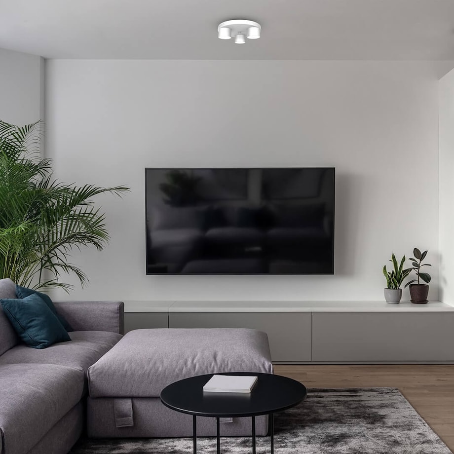 Biała lampa sufitowa Dixie minimalistyczna do gabinetu