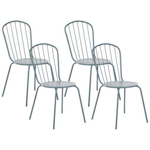Zestaw 4 krzeseł ogrodowych metalowy jasnoniebieski CALVI