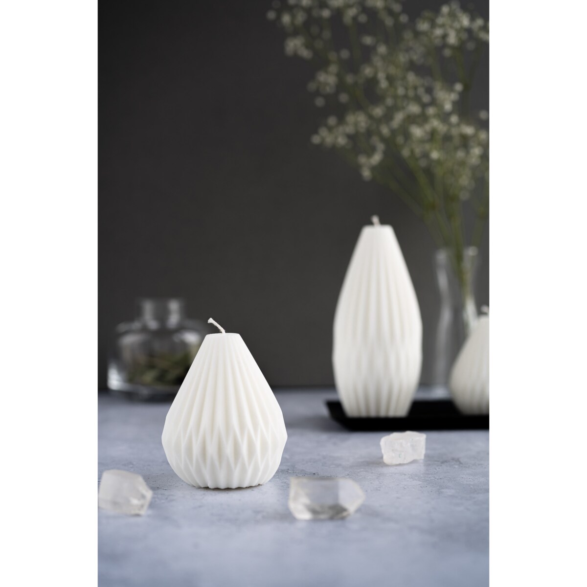 Świeca sojowa geometryczna Grusha S, 150g, INSPIRA