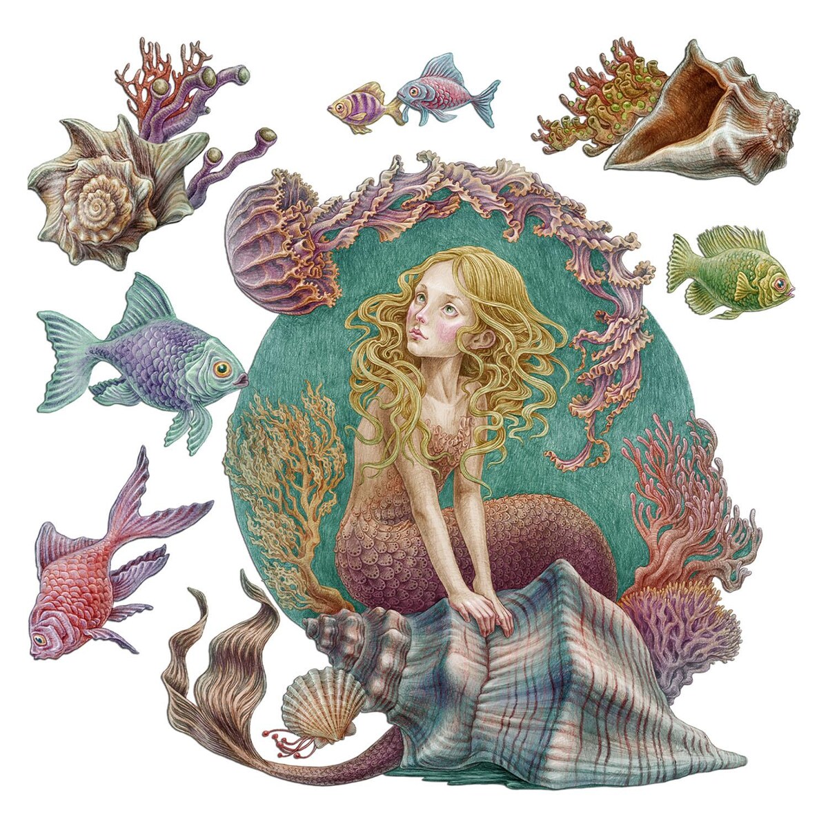 Zestaw naklejek na ścianę, Syrenie opowieści, 130cm