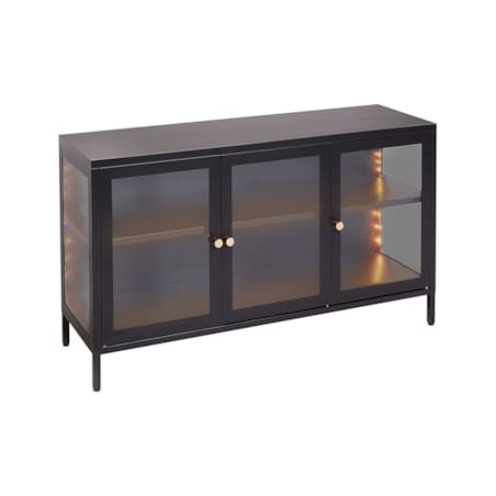Szafka trzydrzwiowa LED metalowa ze szklaną gablotą czarna NEWPORT