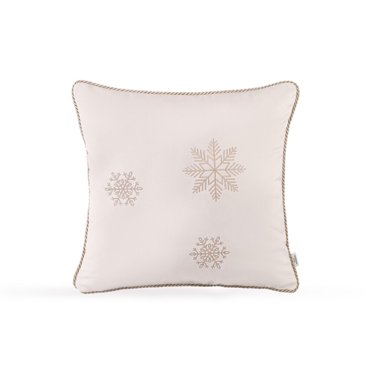 Beżowa poduszka zimowa Snowflake VIII 45x45 cm