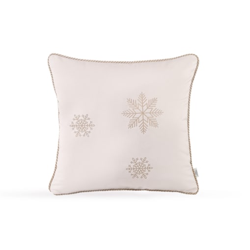 Beżowa poduszka zimowa Snowflake VIII 45x45 cm