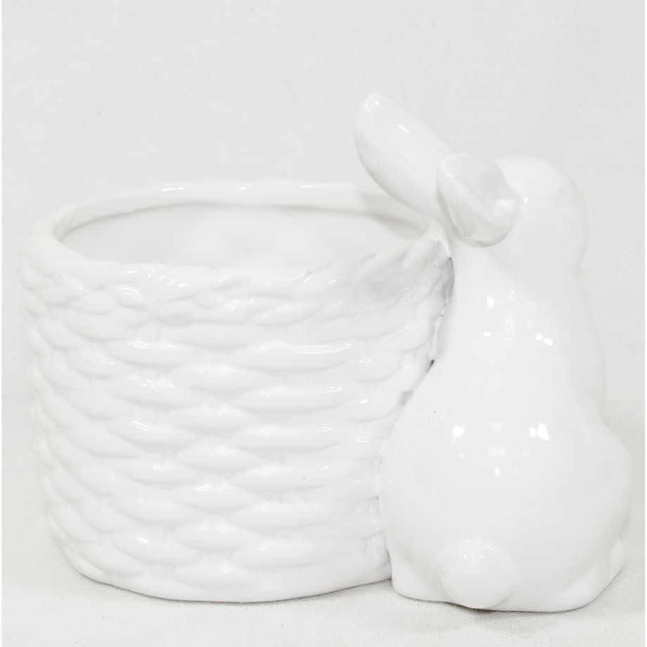 Zajączek siedzący przy koszyczku 12x16x11 cm RESTO - II