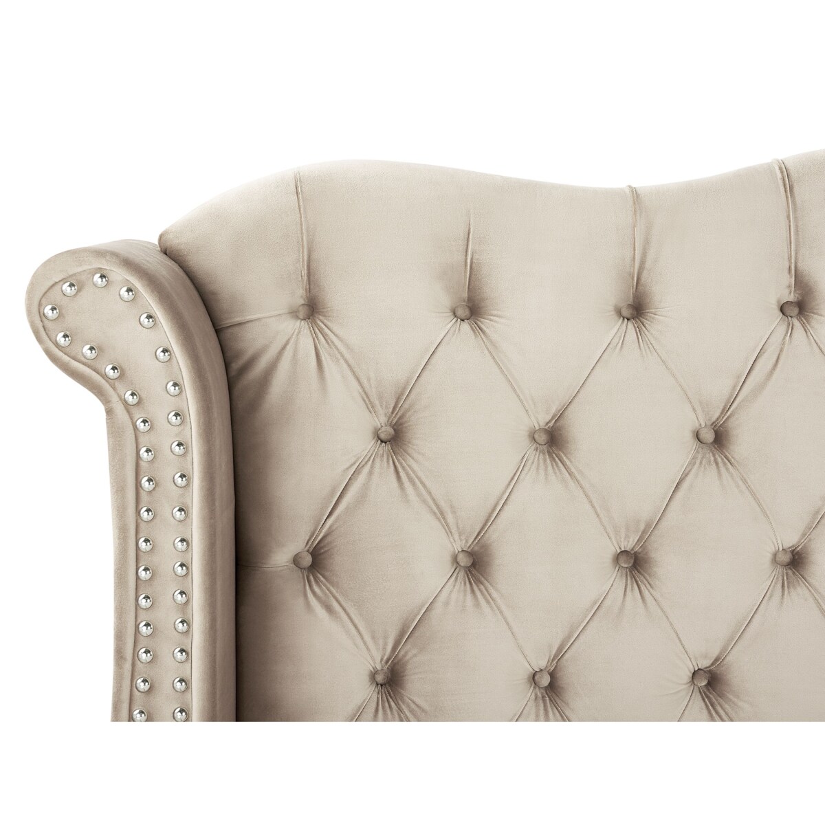 Łóżko welurowe 140 x 200 cm beżowe AYETTE