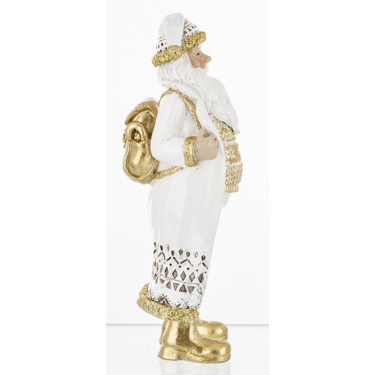 Elegancki Mikołaj w złotych butach 20,5x7,5x7 cm