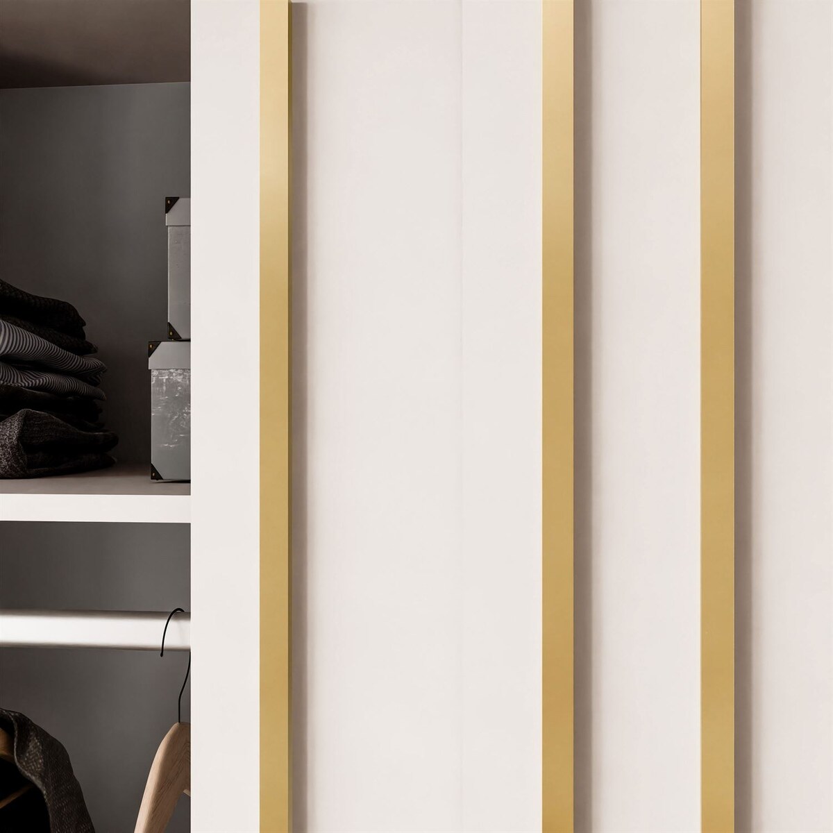 Szafa przesuwna AURIS 150 cm ze złotymi listwami, kaszmir
