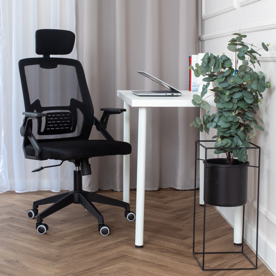 Krzesło biurowe fotel obrotowy regulowany ergonomiczny czarny