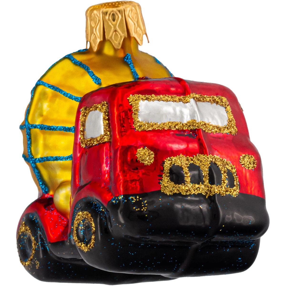 Bombka choinkowa szklana, ręcznie malowana: Betoniarka: mini
