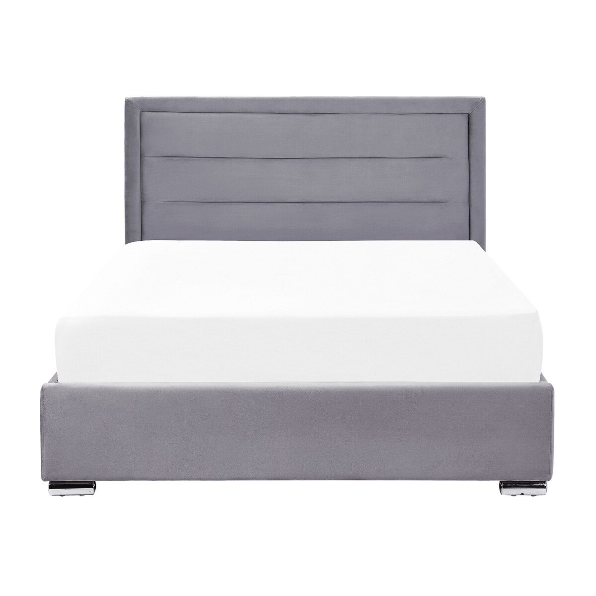 Łóżko z pojemnikiem welurowe 140 x 200 cm ciemnoszare ROUEN