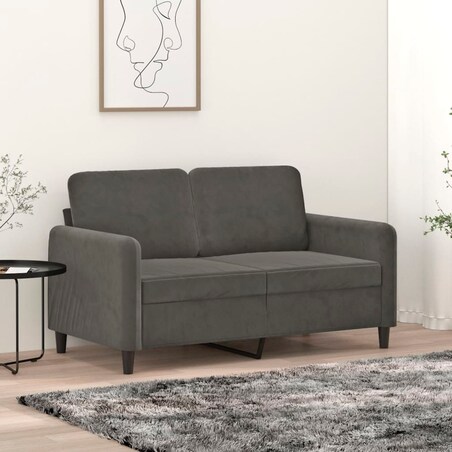 vidaXL Sofa 2-osobowa, ciemnoszary, 120 cm, tapicerowana aksamitem