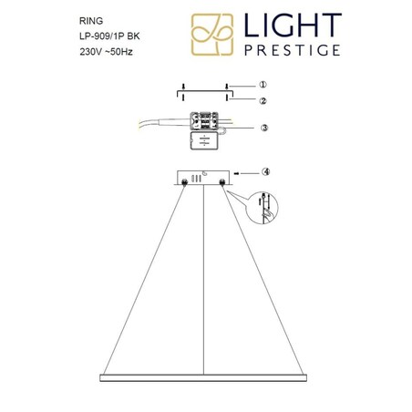 Lampa sufitowa wisząca Light Prestige Ring czarny LED 3000K 1 szt.