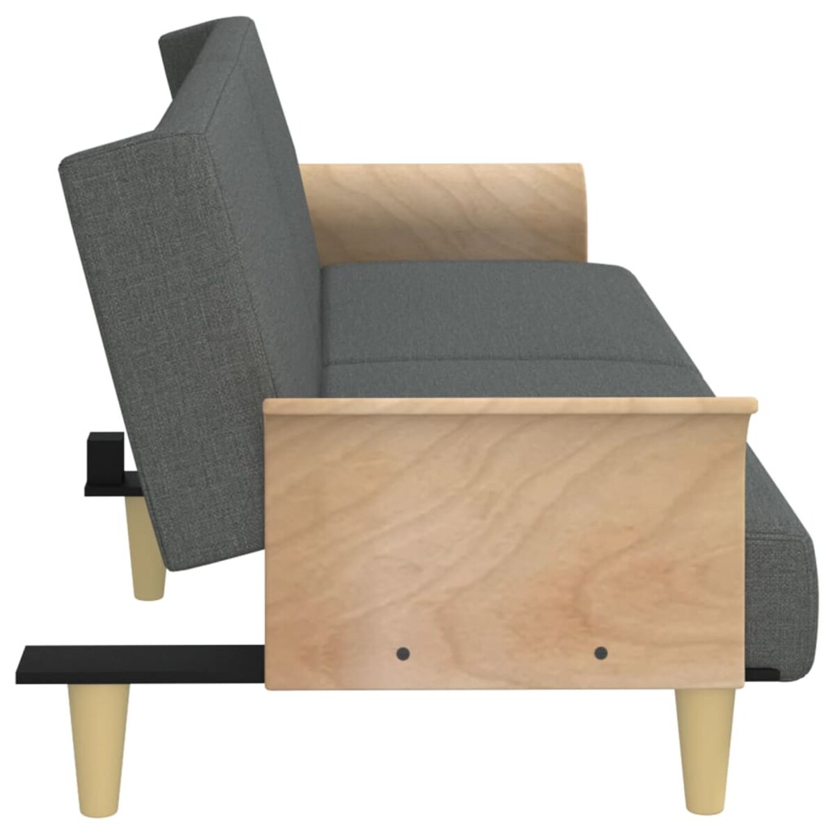 vidaXL Rozkładana kanapa z podłokietnikami, ciemnoszara, obita tkaniną