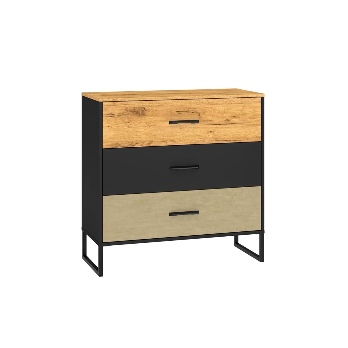 Komoda COLIN 05 3S 90 dąb złoty craft/czarna