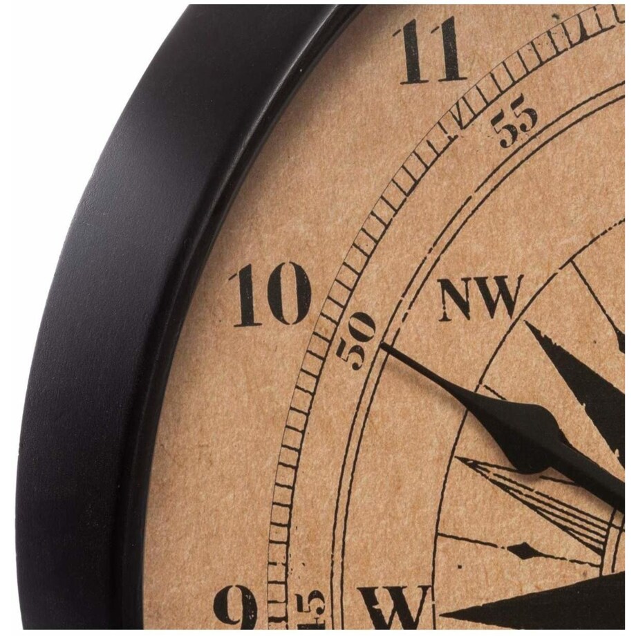 Zegar ścienny LOFT z motywem RÓŻA WIATRÓW, cichy mechanizm, Ø 38 cm