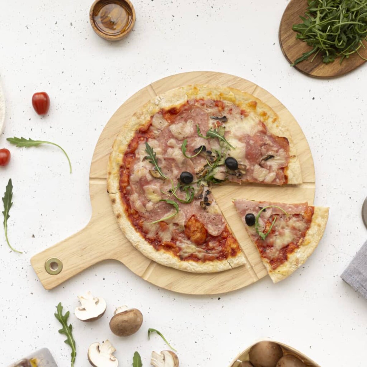 Livoo Zestaw do krojenia pizzy, 30 cm, drewniany