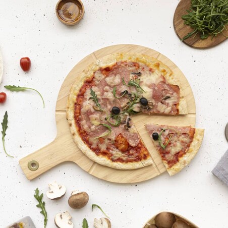 Livoo Zestaw do krojenia pizzy, 30 cm, drewniany