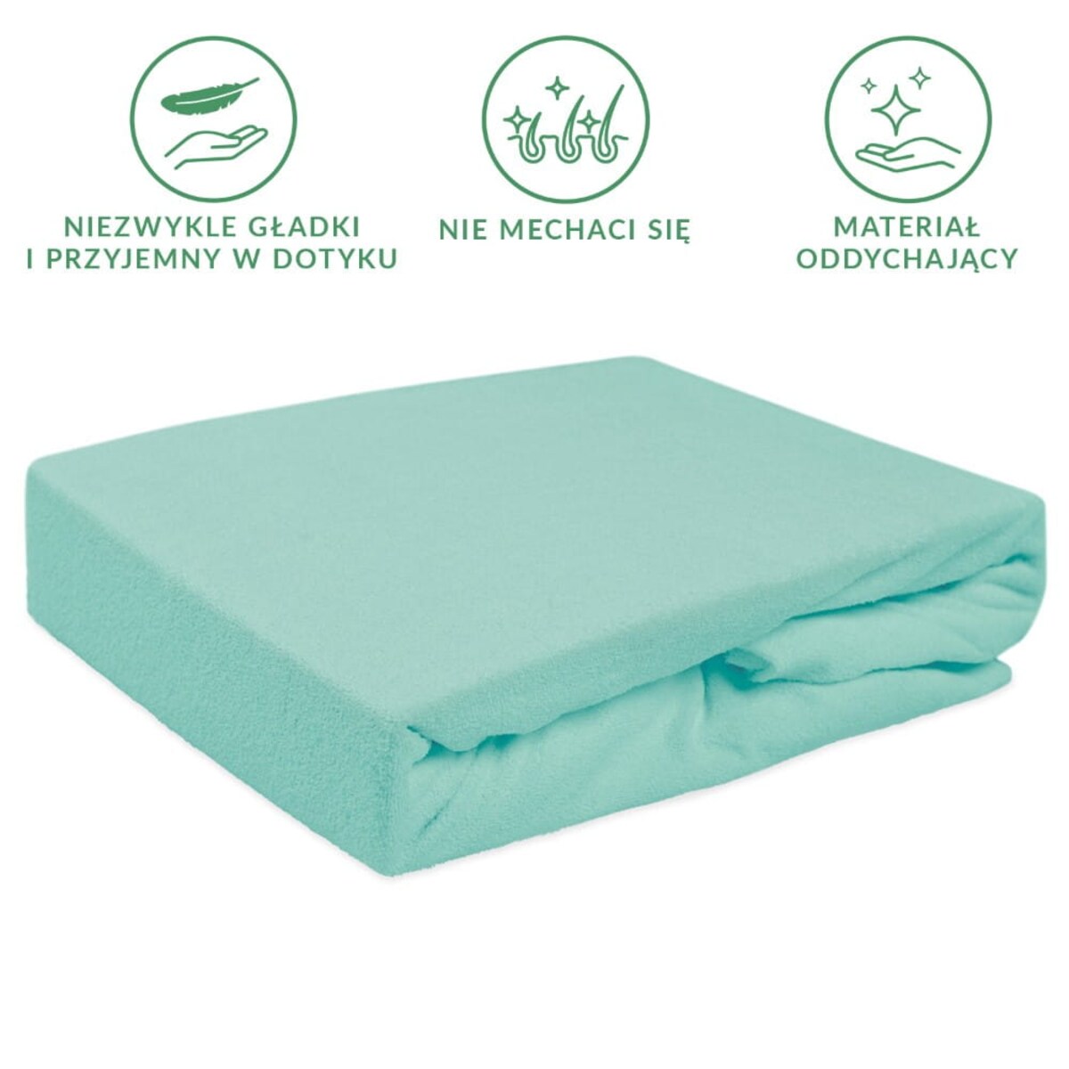 Prześcieradło frotte z gumką 160x200 kolor jasny turkus