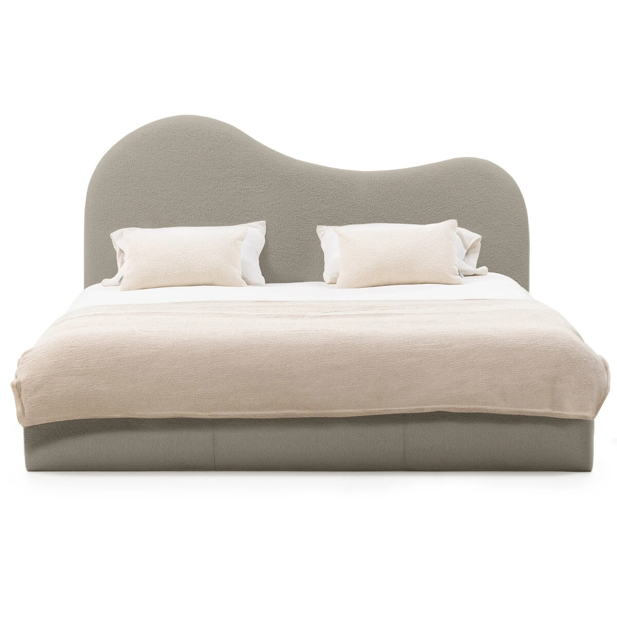 Łóżko tapicerowane 160x200 cm brązowoszare bouclé Vibo