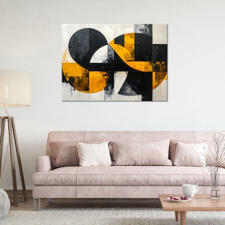 Obraz do salonu sypialni biura loftu, Geometryczna imitacja tekstury zółty czarny
