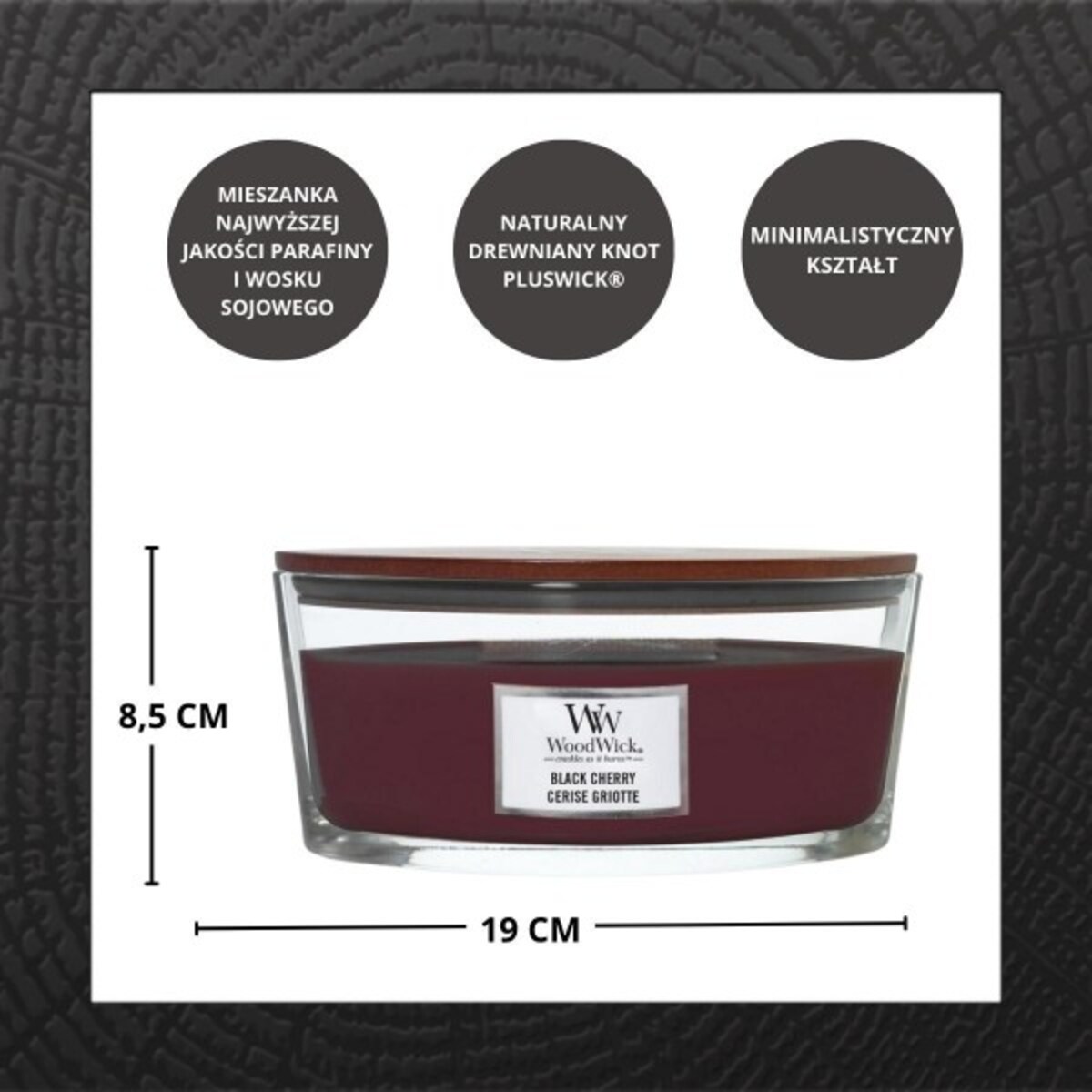 WoodWick świeca Elipsa BLACK CHERRY