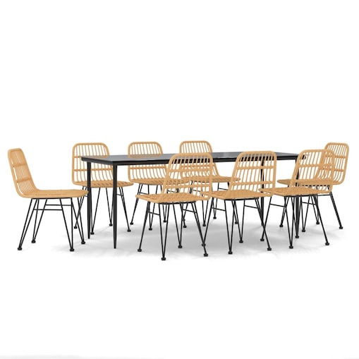 vidaXL 9-częściowy zestaw mebli ogrodowych, polirattan