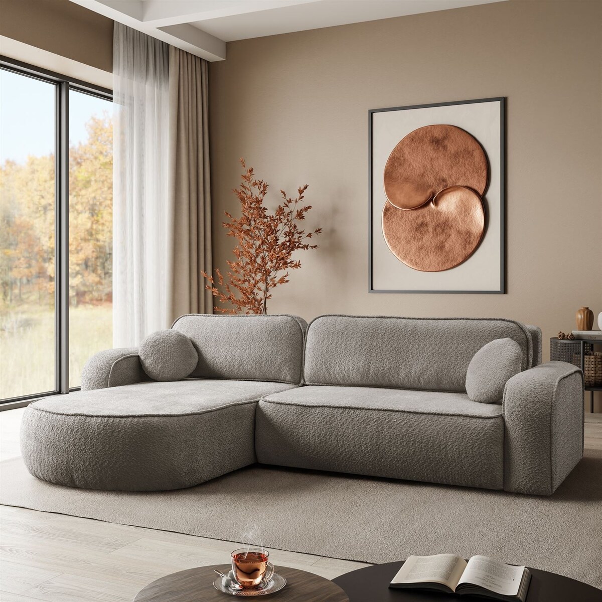 Rozkładany narożnik VENUS II z pojemnikiem na pościel, Coral 50