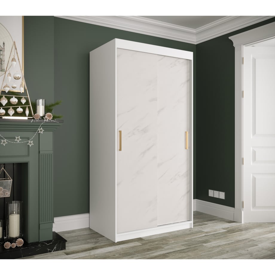 Szafa przesuwna Garderoba MARMUR T 100 gł. 62 biały