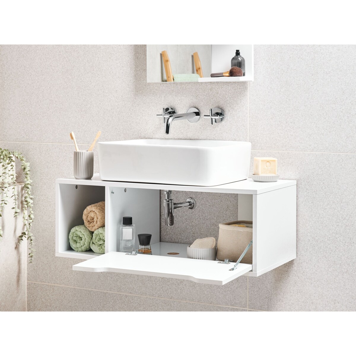 Wisząca szafka pod umywalkę CASCAVEL 80 cm Biały