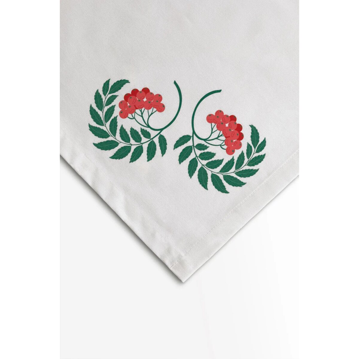 Obrus świąteczny - jarzębinowy wieniec - 140x320