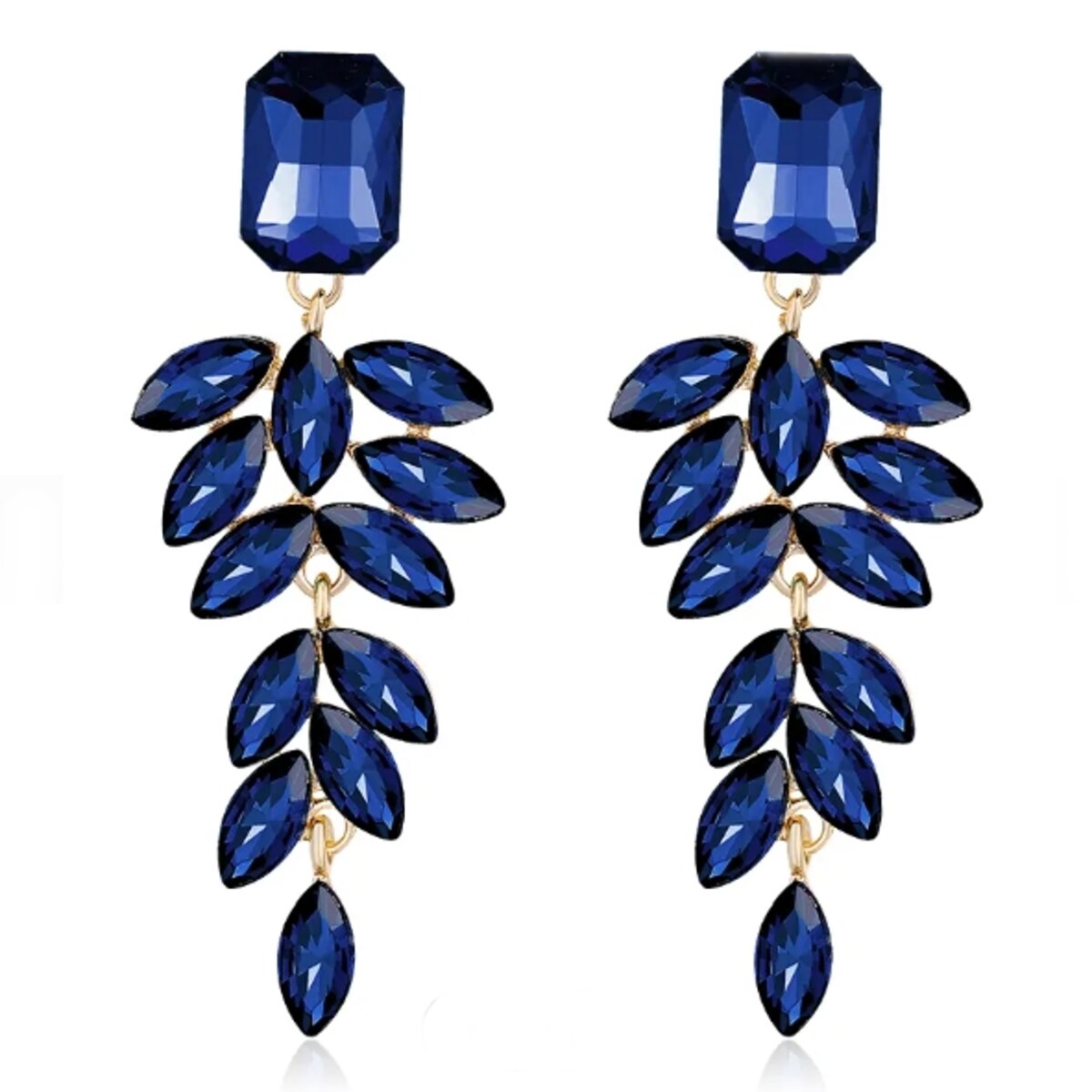 Kolczyki niebieskie wiszące eleganckie z cyrkoniami