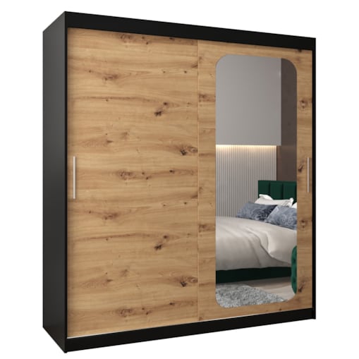 Szafa przesuwna Garderoba PROMO T2 180 czarny/artisan