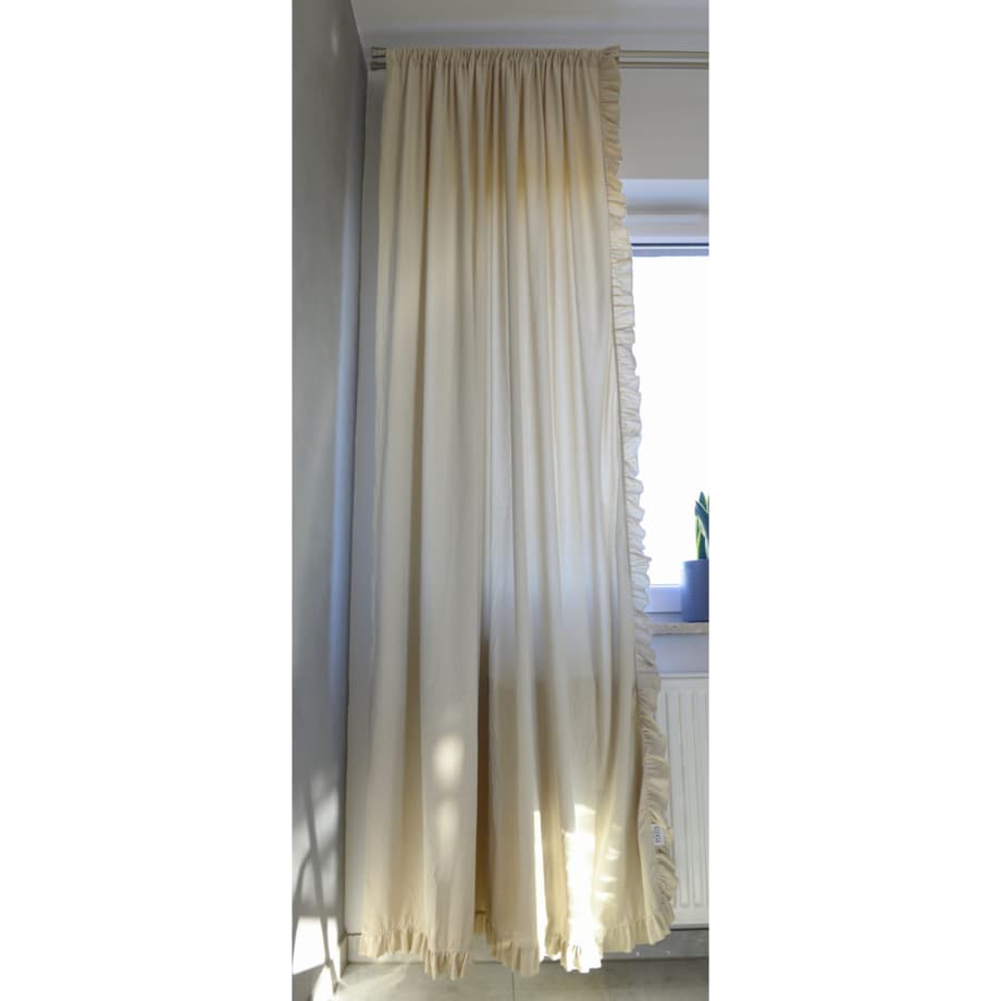 Zasłona Na Okno Okna Z Falbanką Do Salonu Sypialni 150X250 Cm Jasny Beż