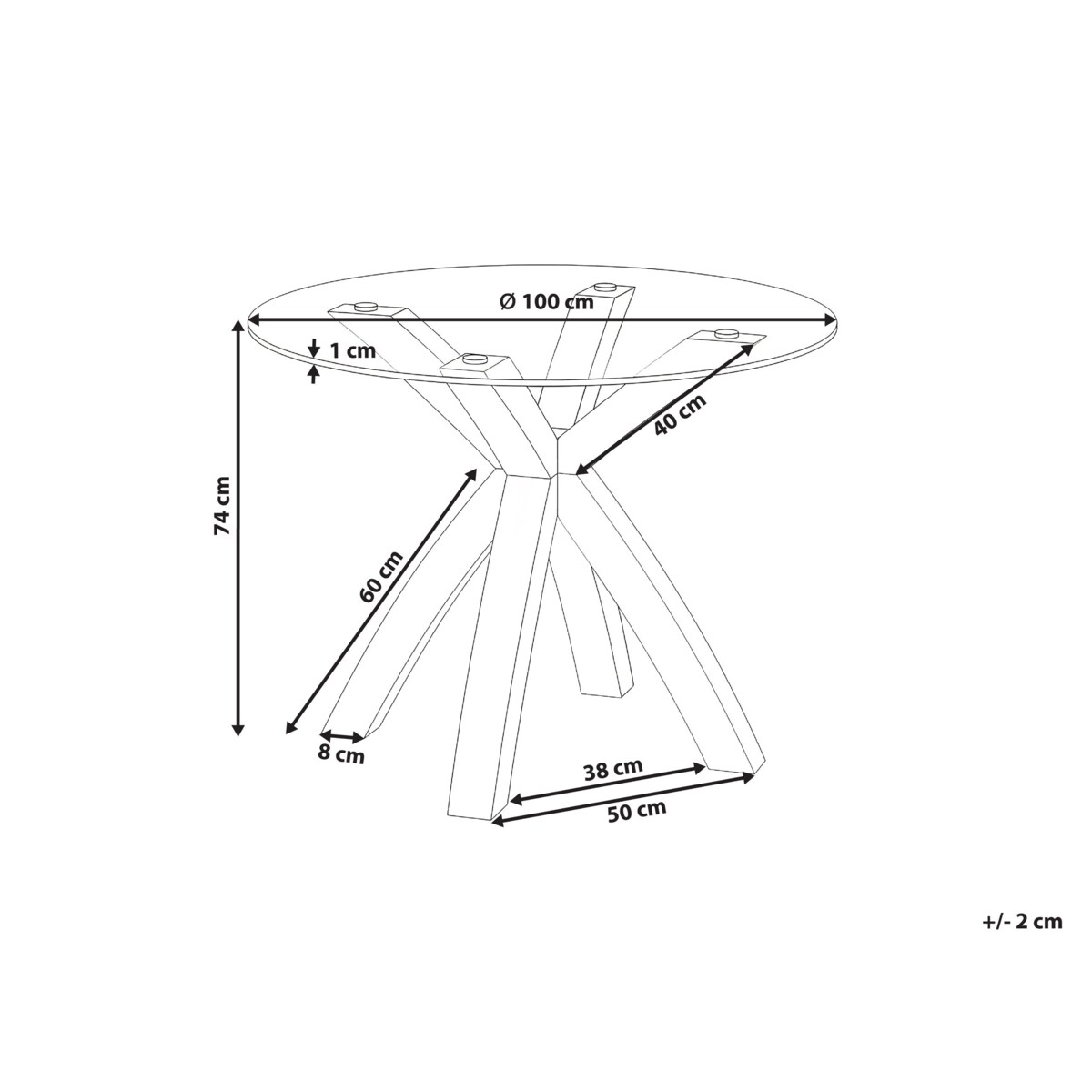 Stół do jadalni YAPP Jasnobrązowy 100 cm Szkło hartowane