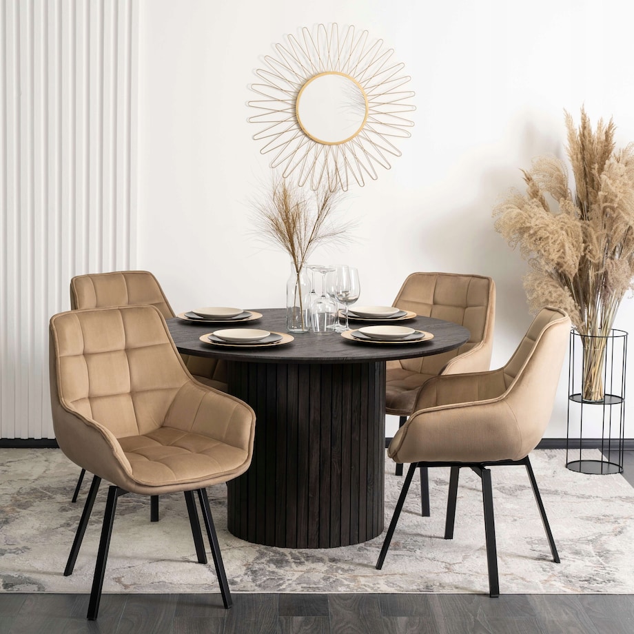 Krzesło Tapicerowane Do Jadalni Kuchni Salonu Obrotowe 360 Beżowe LUNA