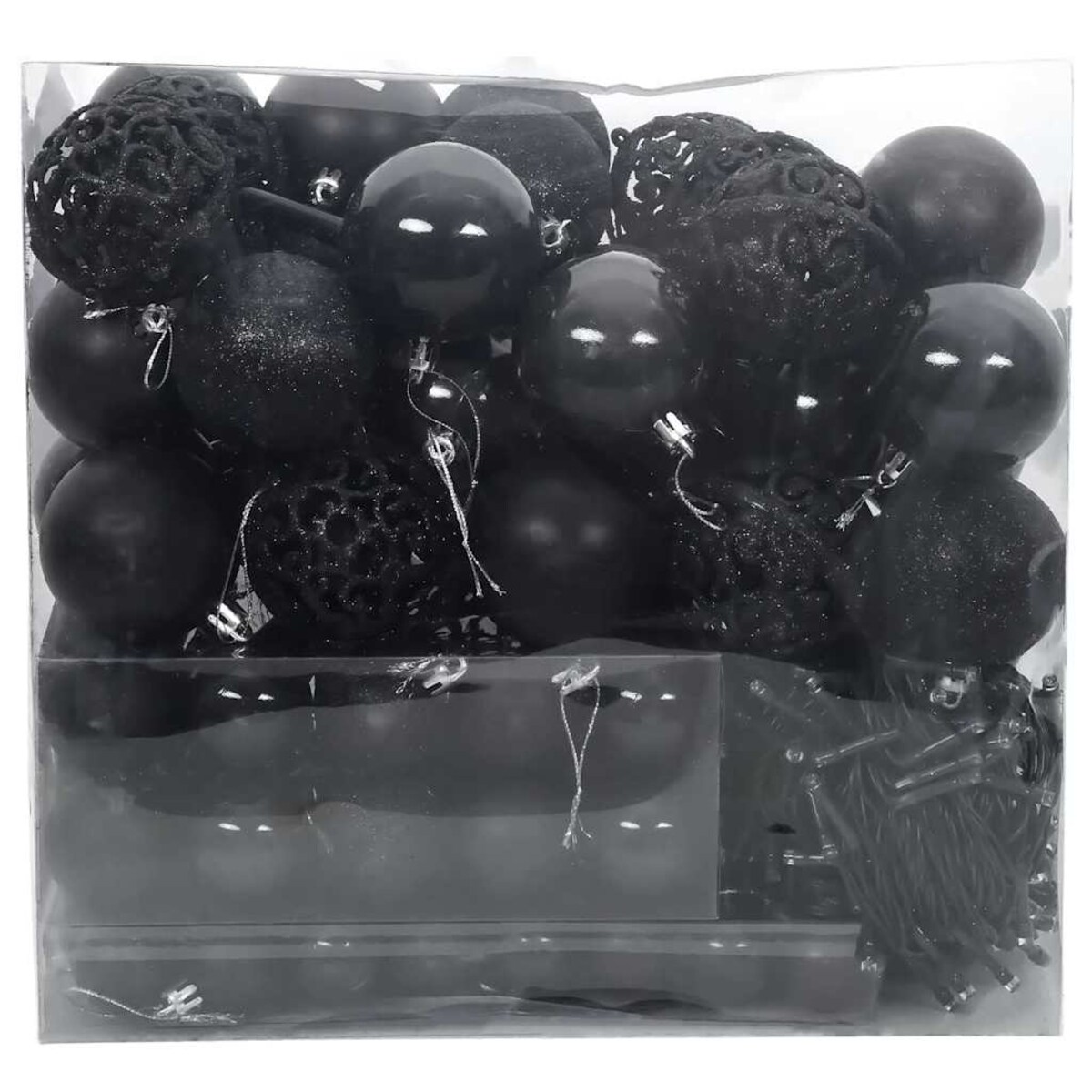 vidaXL Zestaw Bombek Choinkowych 120 pcs Czarny Z tworzywa sztucznego