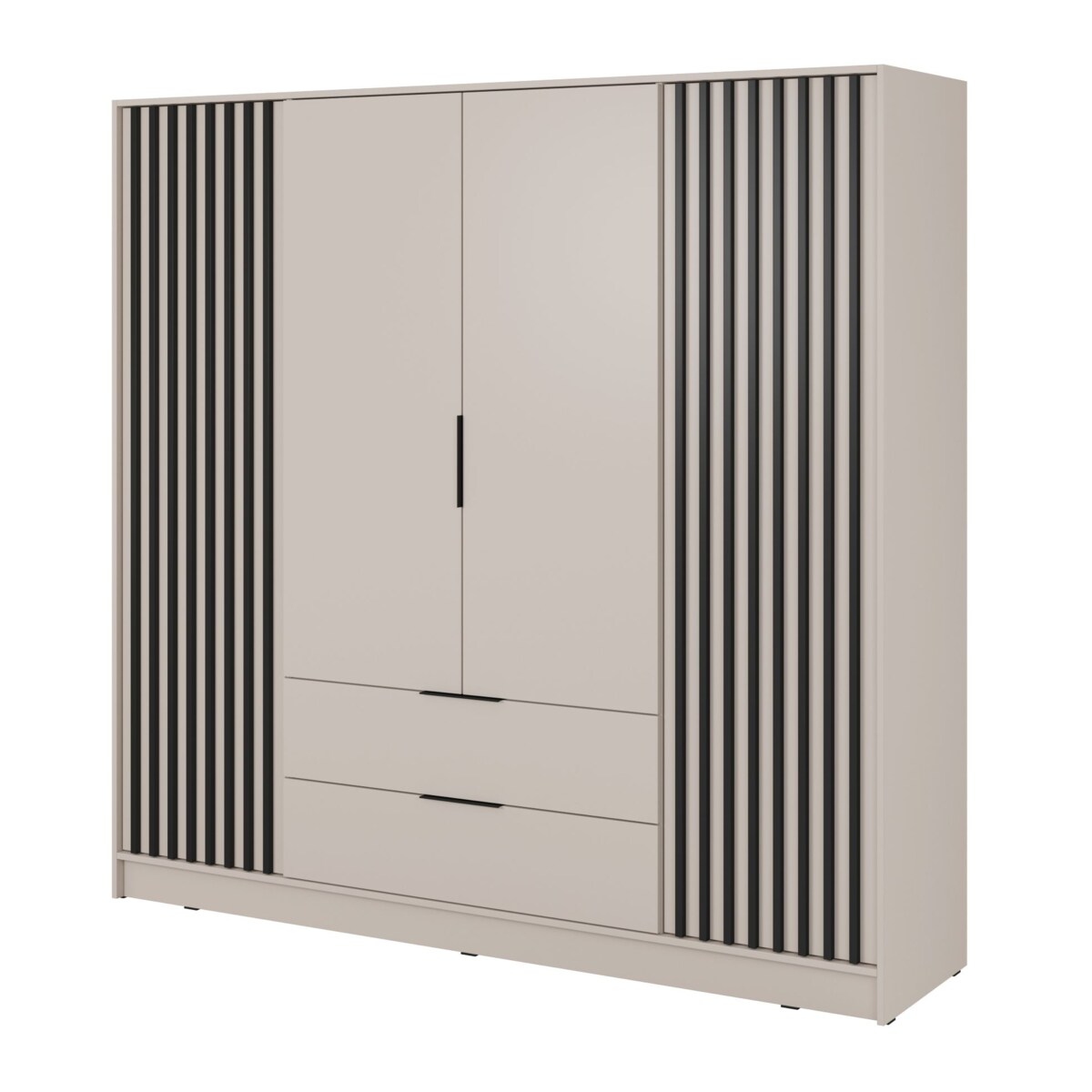 Szafa KELLY czterodrzwiowa z lamelami 206 cm - kaszmir