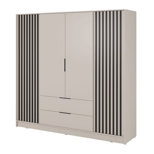 Szafa KELLY czterodrzwiowa z lamelami 206 cm - kaszmir