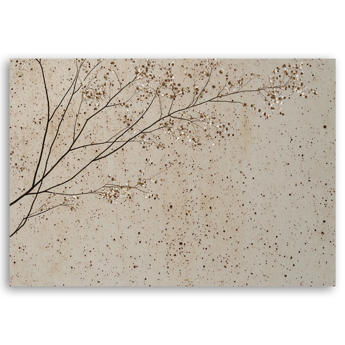 Obraz na płótnie canvas do salonu sypialni jadalni Gałązki z kwiatami w stylu boho beżowy 60x40