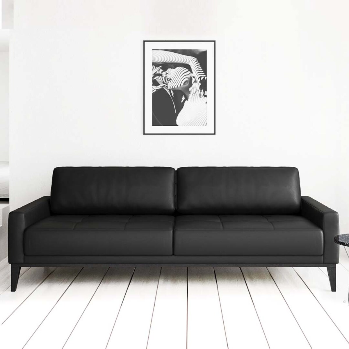 Sofa 3-osobowa Musso szara z pikowanym siedziskiem