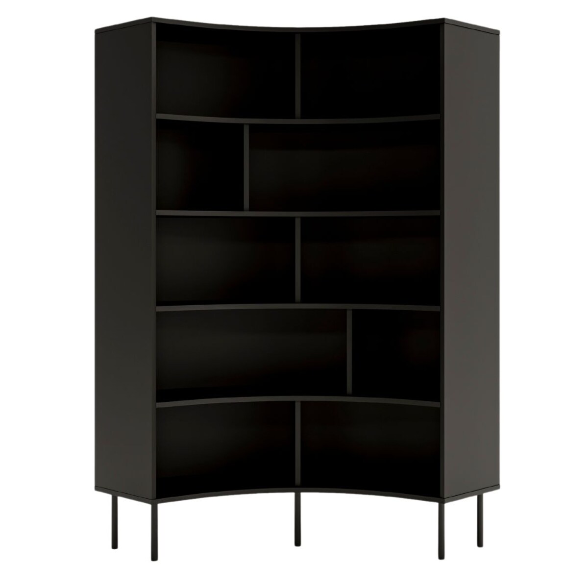 Nowoczesny narożny regał na książki Skandica HORN z czarnymi nogami / czarny