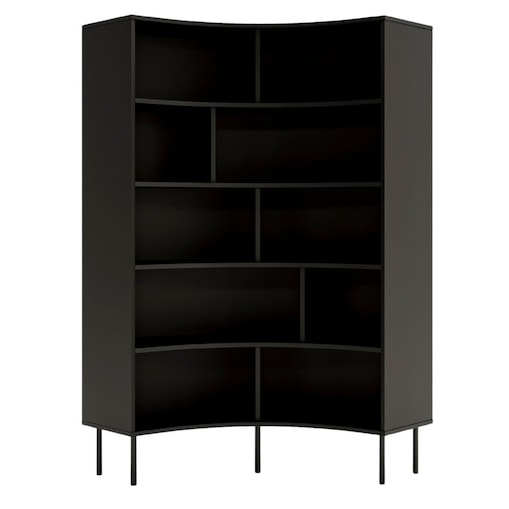 Nowoczesny narożny regał na książki Skandica HORN z czarnymi nogami / czarny