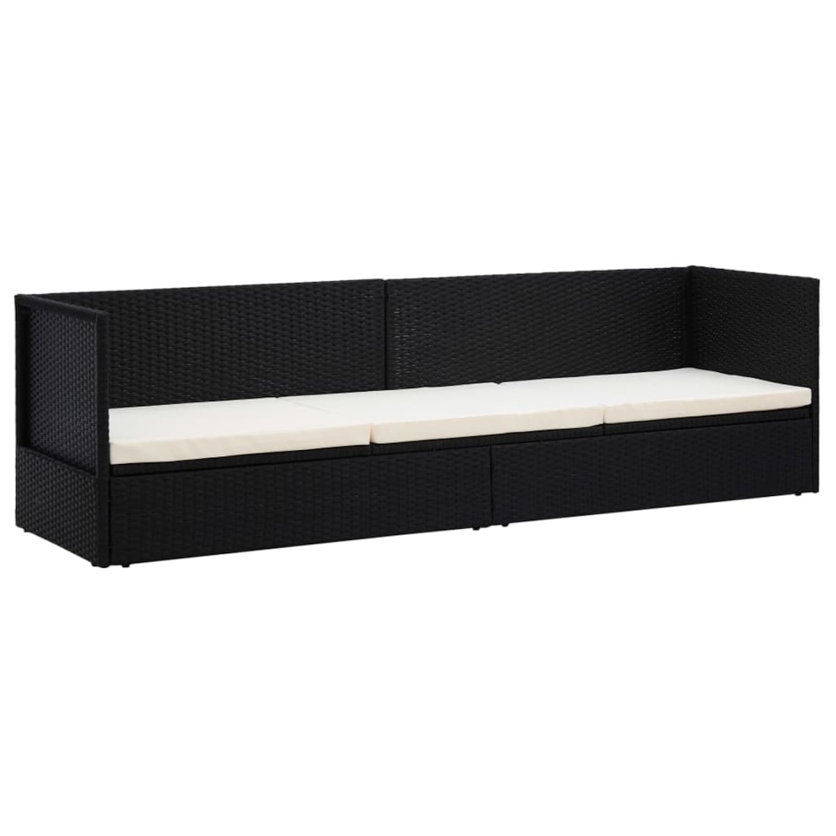 vidaXL Sofa ogrodowa z poduszkami, polirattan, czarna